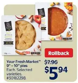 Walmart Your Fresh Market pies offer