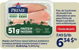 Walmart Maple Leaf Prime raised without antibiotics boneless skinless chicken breasts 3-piece offer