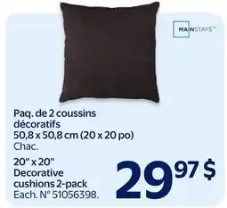 Walmart 20x 20 Decorative cushions 2-pack offer