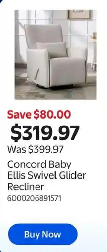 Walmart Concord Baby Ellis Swivel Glider Recliner offer