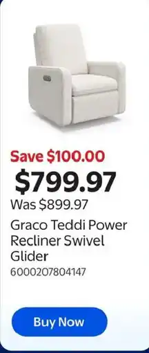 Walmart Graco Teddi Power Recliner Swivel Glider offer