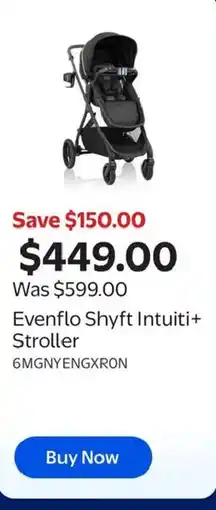 Walmart Evenflo Shyft Intuiti+ Stroller offer