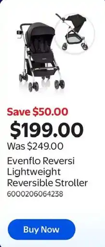 Walmart Evenflo Reversi Lightweight Reversible Stroller offer