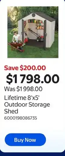 Walmart Lifetime outdoor storage shed offer