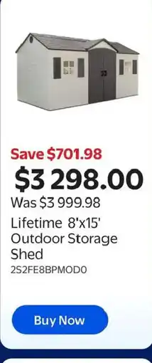 Walmart Lifetime outdoor storage shed offer