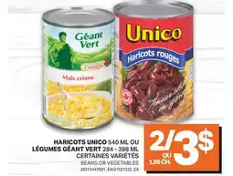L'Intermarché HARICOTS, 540 ML, LÉGUMES, 284 - 398 ML | BEANS OR VEGETABLES offer
