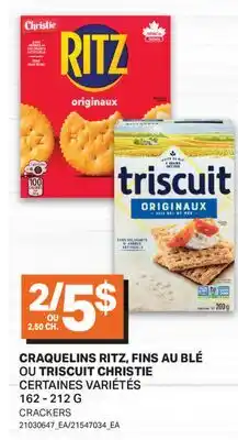 L'Intermarché CRAQUELINS RITZ, FINS AU BLÉ OU TRISCUIT CHRISTIE, 162 - 212 G | CRACKERS offer