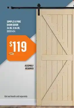 Canac Simple K Pine Barn Door 34in.x84in offer