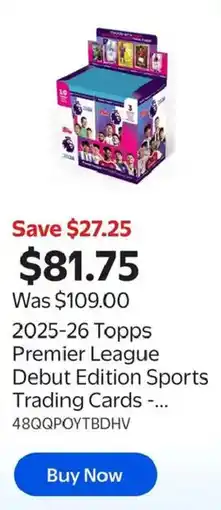 Walmart Topps 2025-26 Premier League Debut Edition Sports Trading Cards offer