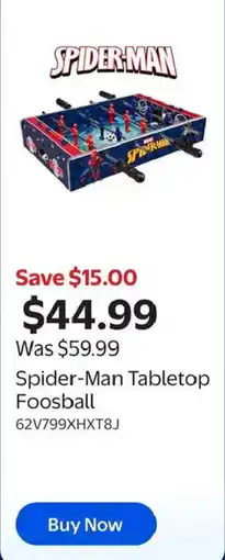 Walmart Spider-Man Tabletop Foosball offer