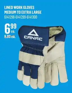 Canac Lined Work Gloves Medium offer