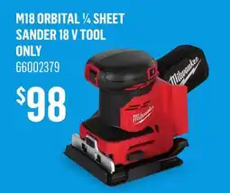 Canac M18 Orbital 1/4 Sheet Sander 18V Tool Only offer
