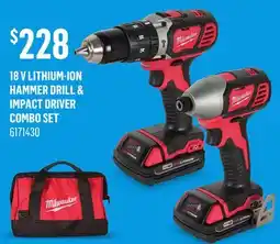 Canac 18 V Lithium-Ion Hammer Drill & Impact Driver Combo Set offer