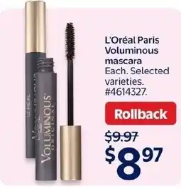 Walmart L'Oréal Paris Voluminous mascara offer