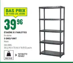 BMR ÉTAGÈRE À 5 TABLETTES offer
