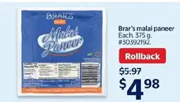 Walmart Brar's malai paneer offer
