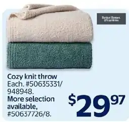 Walmart Better Homes & Gardens cozy knit throw offer