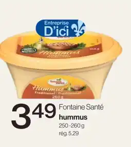 Avril Fontaine Santé hummus offer
