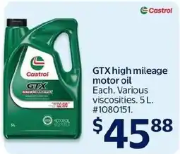 Walmart Castrol GTX high mileage motor oil offer