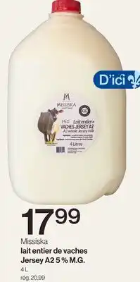 Avril Missiska lait entier de vaches Jersey A2 5% M.G offer