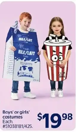 Walmart Boys' or girls' costumes offer