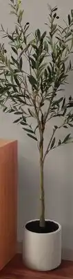 Canac Artificial Olive Plant with White Plastic Pot 5 ft 11 in offer