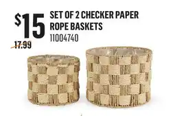 Canac Set of 2 Checker Paper Rope Baskets offer
