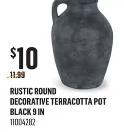 Canac Rustic Round Decorative Terracotta Pot Black 9 in offer