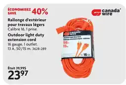 Home Hardware Outdoor light duty extension cord offer