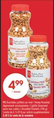 Pharmaprix PC Honey Roasted, Lightly Seasoned or Unsalted Peanuts offer