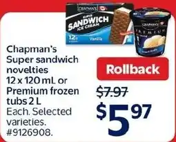 Walmart Chapman's Super sandwich novelties offer