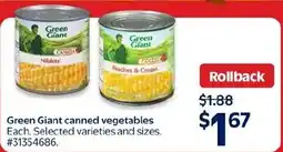 Walmart Green Giant canned vegetables offer