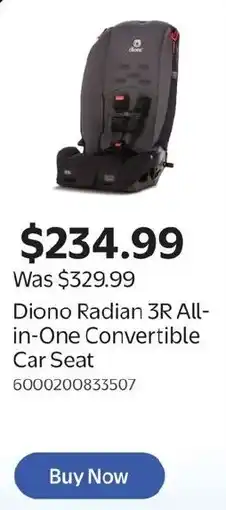 Walmart Diono Radian 3R All-in-One Convertible Car Seat offer