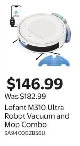 Walmart Lefant M310 Ultra Robot Vacuum and Mop Combo offer