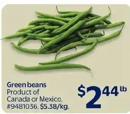 Walmart Green beans offer