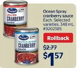 Walmart Ocean Spray cranberry sauce offer