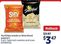 Walmart SunChips snacks or Smartfood popcorn offer