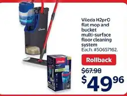 Walmart Vileda H2prO flat mop and bucket multi-surface floor cleaning system offer