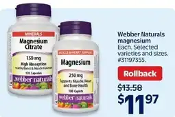 Walmart Webber Naturals magnesium offer