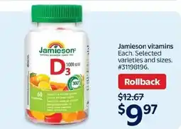 Walmart Jamieson vitamins D3 offer