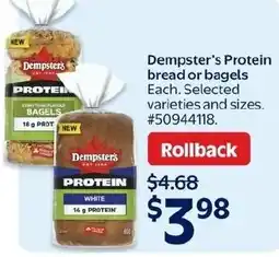 Walmart Dempster's protein bread or bagels offer