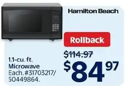 Walmart Hamilton Beach Microwave offer