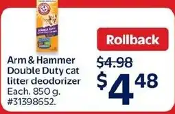 Walmart Arm & Hammer Double Duty cat litter deodorizer offer