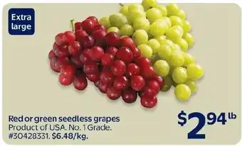 Red or green seedless grapes