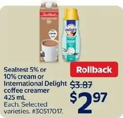 Walmart Sealtest or International Delight coffee creamer offer