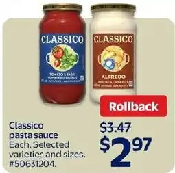 Walmart Classico pasta sauce offer
