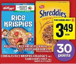 Food Basics Kellogg's rice krispies cereal post shreddies offer
