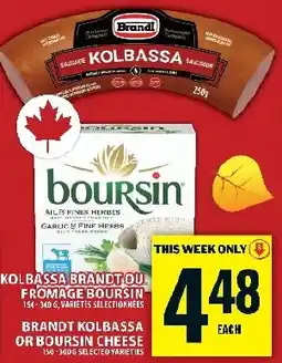 Food Basics Brand kolbassa or boursin cheese offer