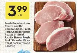 Sobeys Fresh Boneless Loin Centre and Rib Combo Chops, Fresh Pork Shoulder Blade Roasts or Steak offer