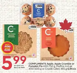 Sobeys Compliments apple, apple crumble or pumpkin pie muffins offer